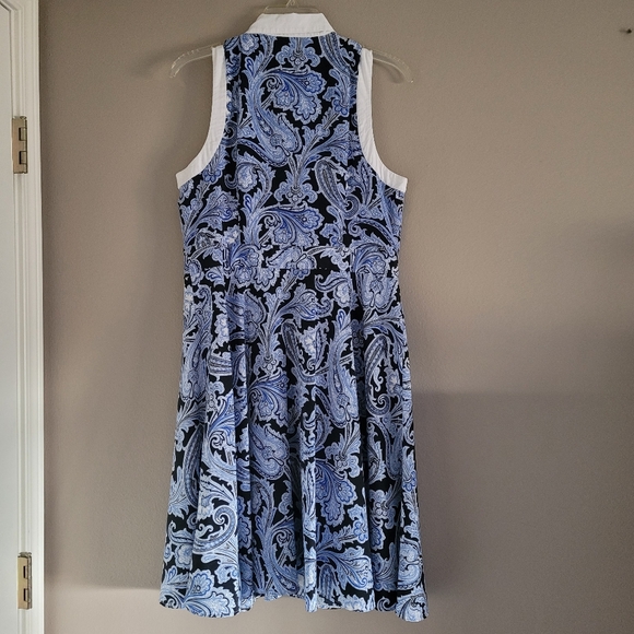 Ann Taylor Blue Paisley Button down dress Sz 10 - Picture 2 of 7